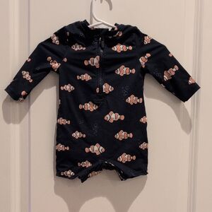 Petit Lem Black Rashguard with Clownfish Print